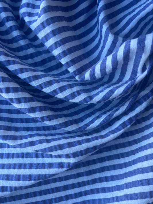 MONTI 002 23488/1A  bistretch crinkle cotton cobalt/white stripe