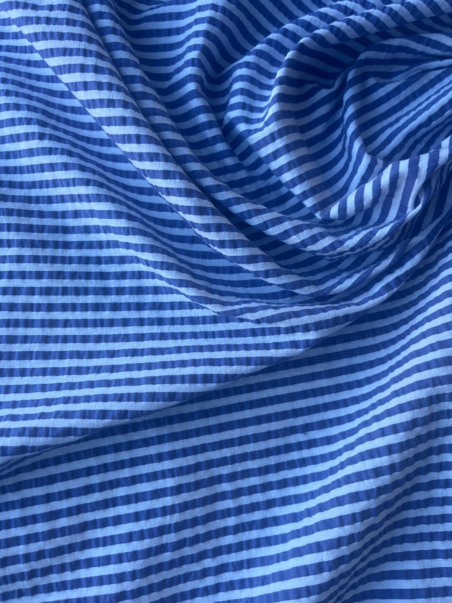 MONTI 002 23488/1A  bistretch crinkle cotton cobalt/white stripe