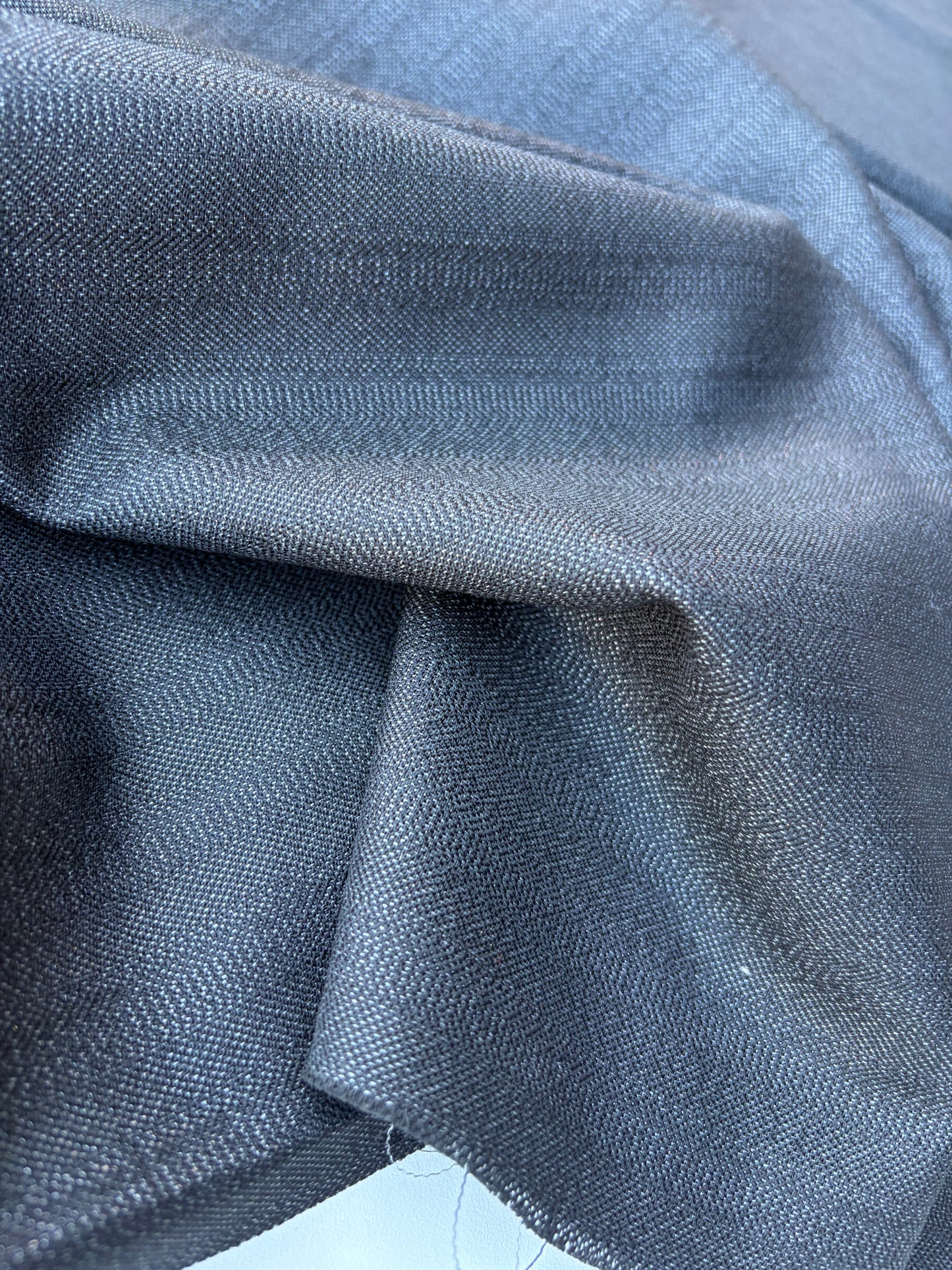 LORO 013 black shiny striped wool stretch