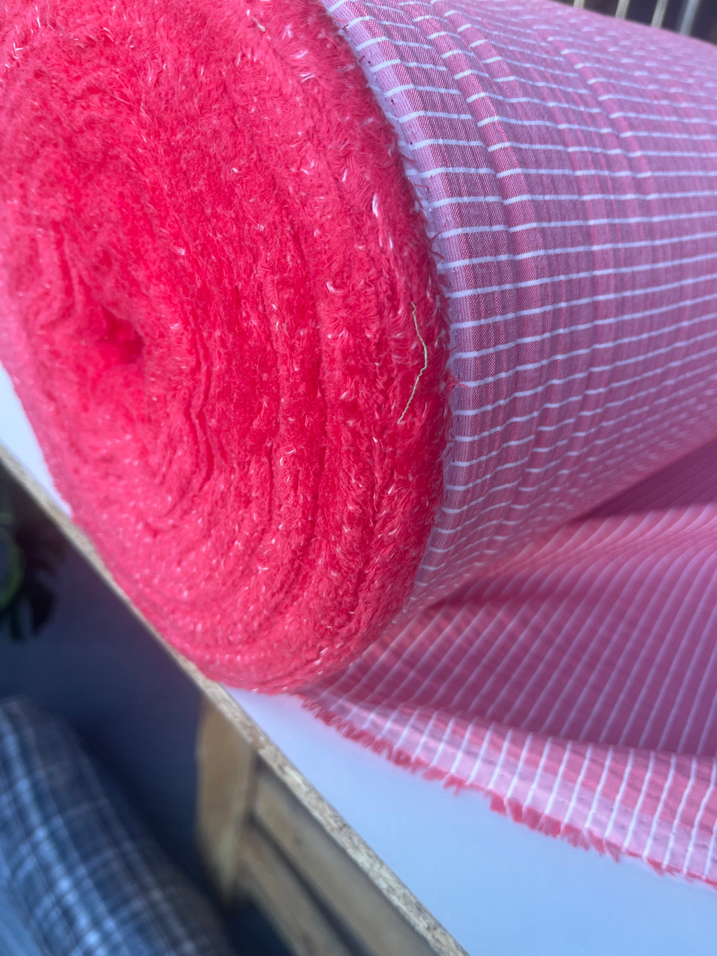 MONTI 003 23492 soft crinkle cotton red/white stripe