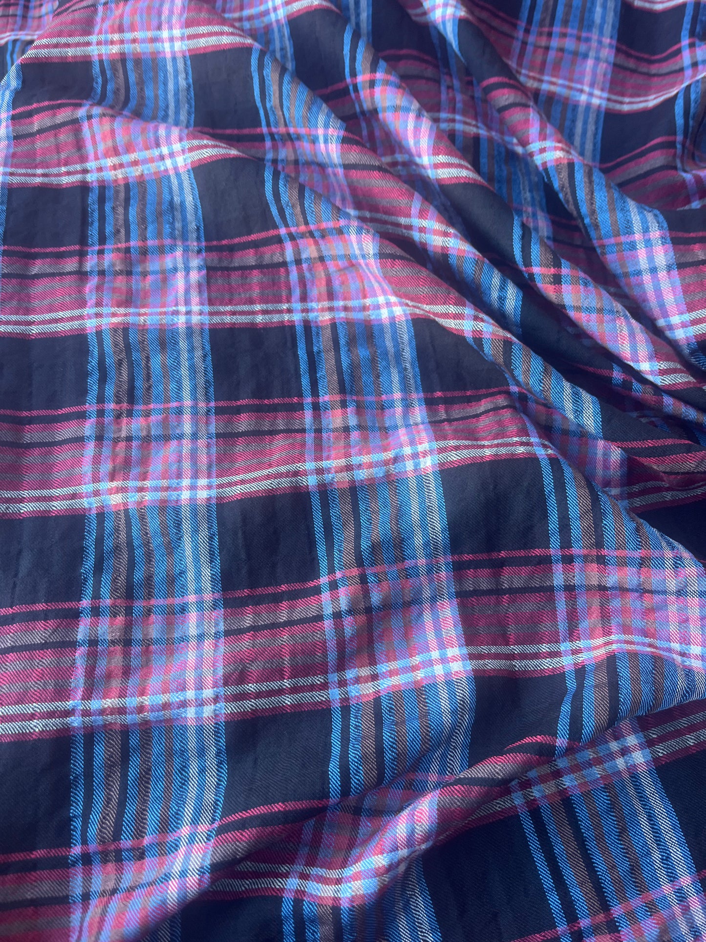 MONTI 016 43970/2 cotton dobby twill check brown/red/blue