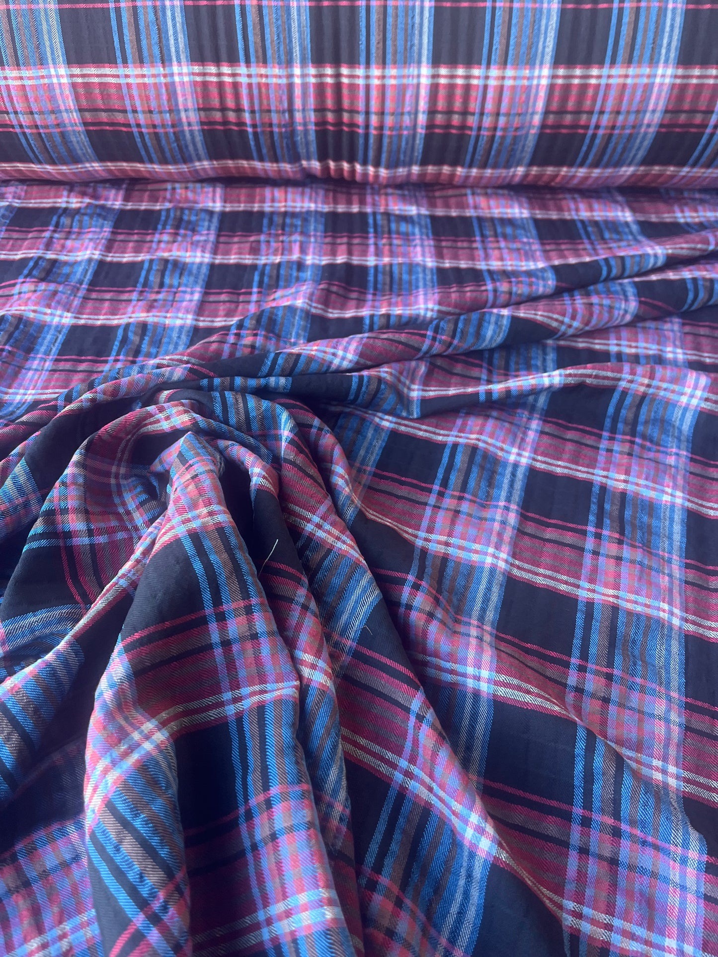 MONTI 016 43970/2 cotton dobby twill check brown/red/blue