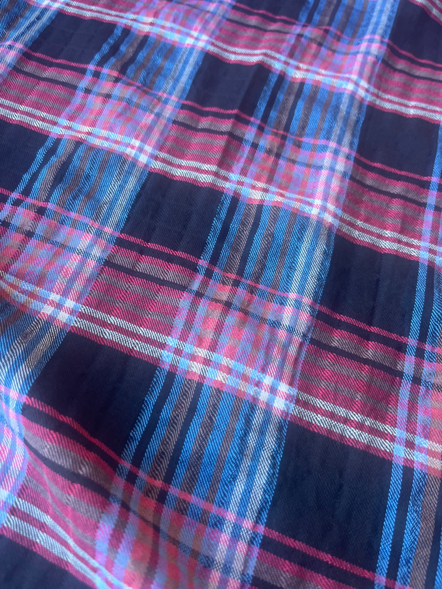 MONTI 016 43970/2 cotton dobby twill check brown/red/blue