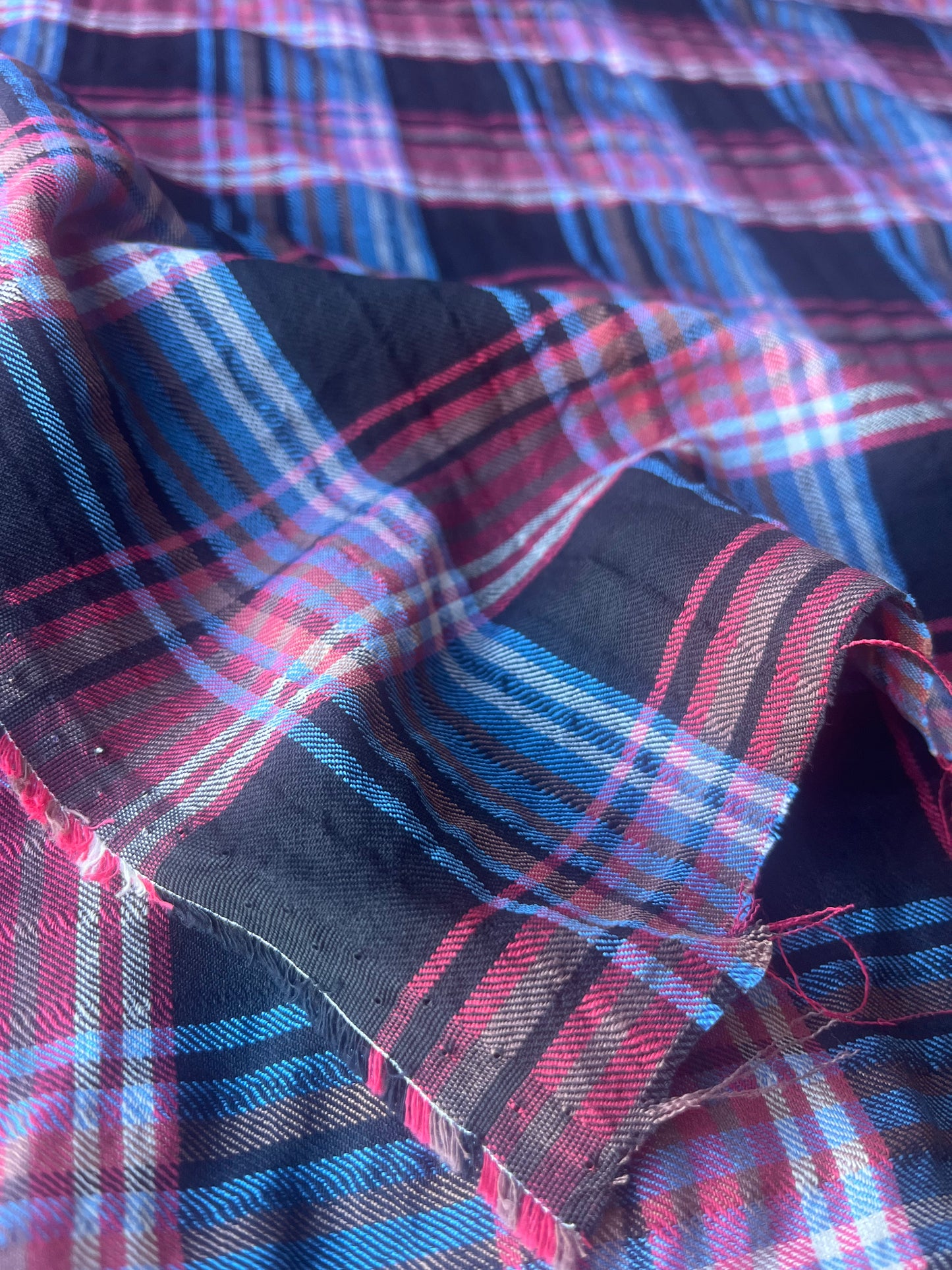 MONTI 016 43970/2 cotton dobby twill check brown/red/blue