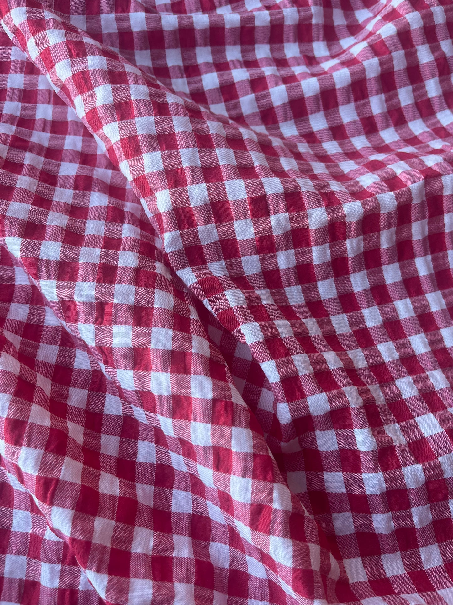 MONTI 007 43882/2 cotton crinkle check red/white