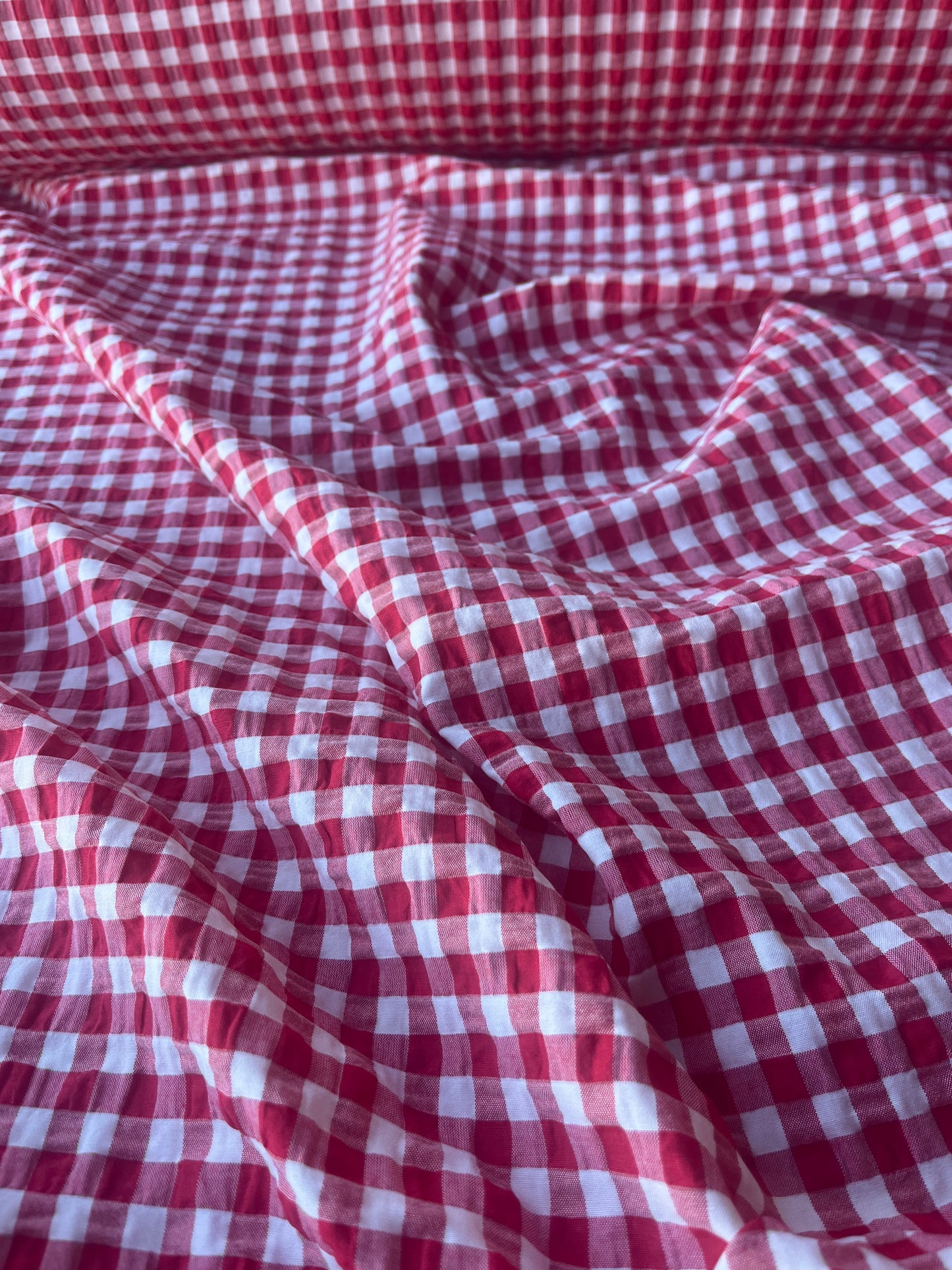 MONTI 007 43882/2 cotton crinkle check red/white