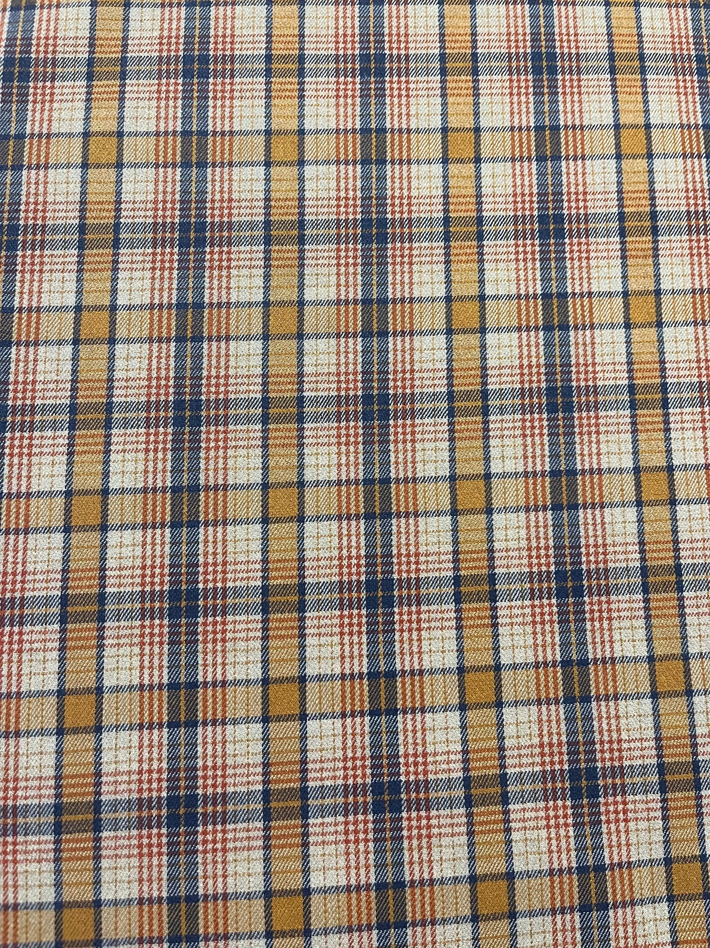 DONDP 033 cotton stretch check indigo/orange