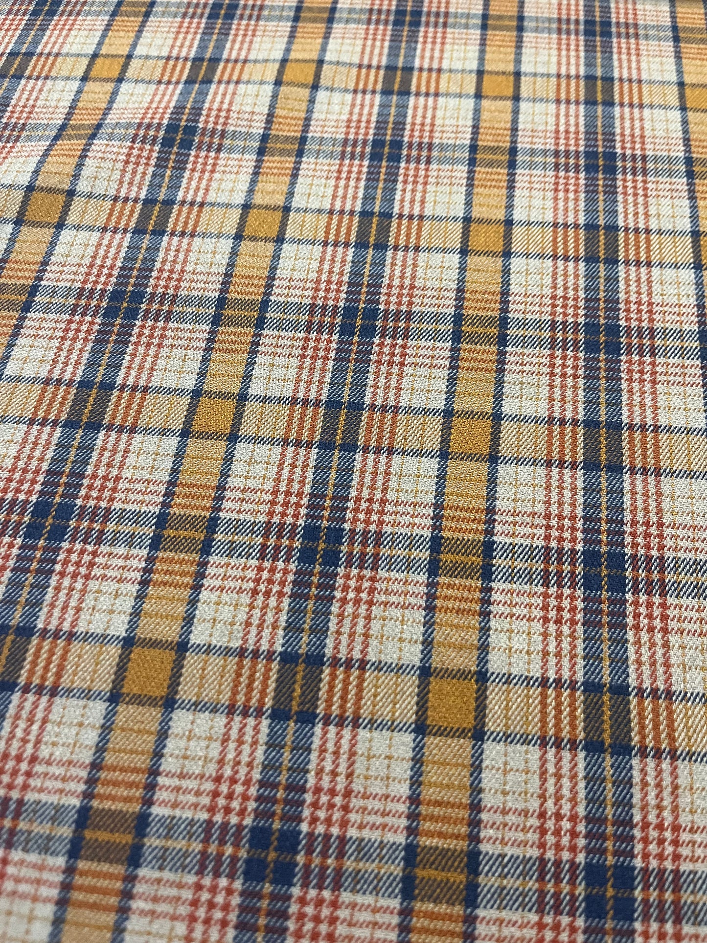 DONDP 033 cotton stretch check indigo/orange