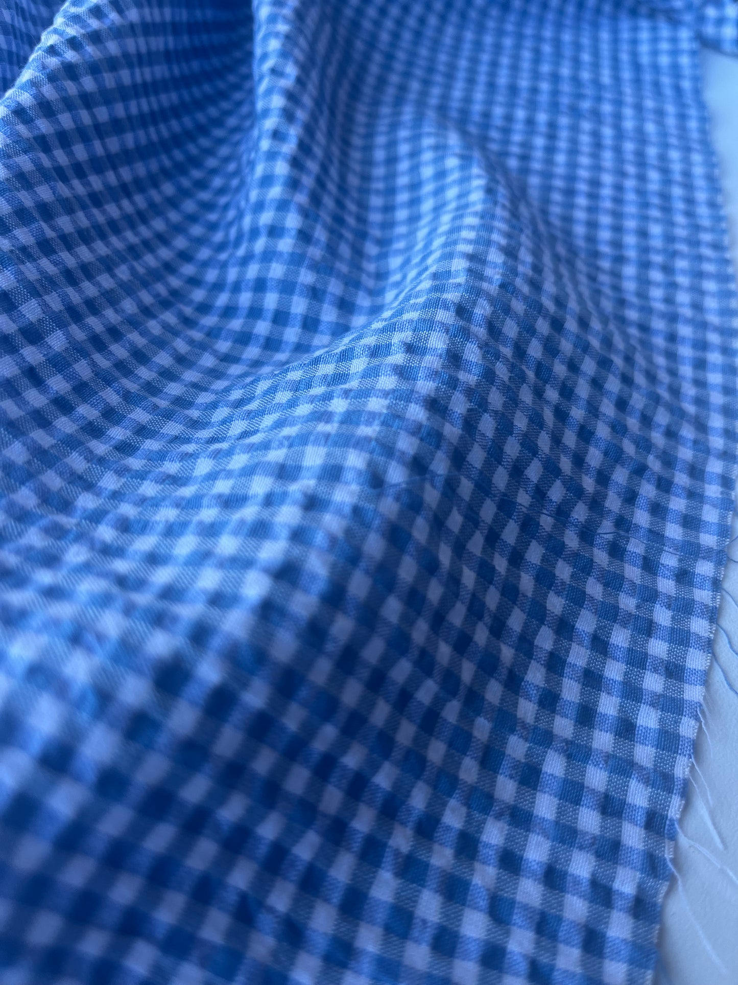 MONTI 011 43656/18 cotton crinkle check white/blue