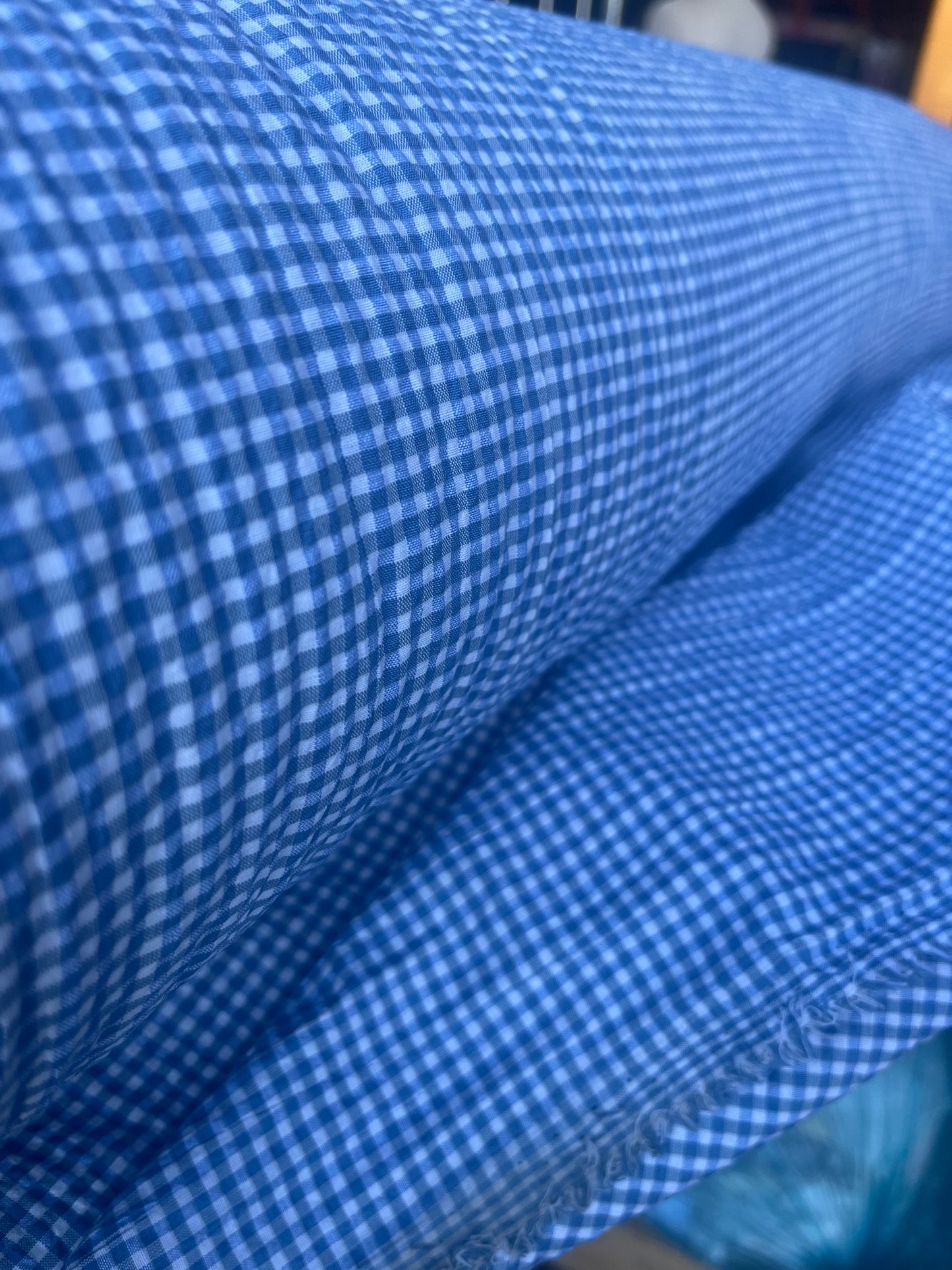 MONTI 011 43656/18 cotton crinkle check white/blue