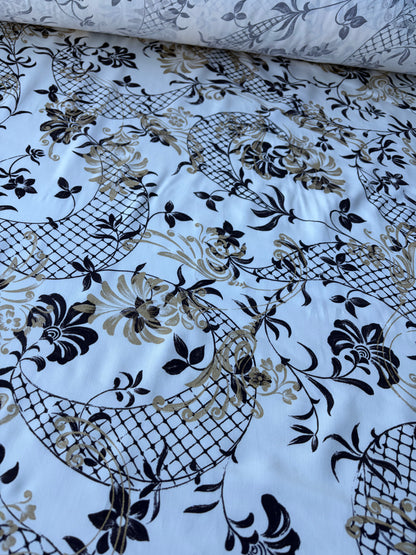 BILLY 005 viscose print chocolat/gold