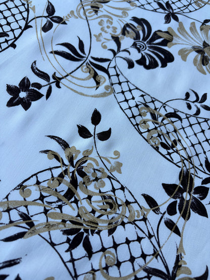 BILLY 005 viscose print chocolat/gold