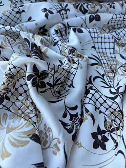 BILLY 005 viscose print chocolat/gold
