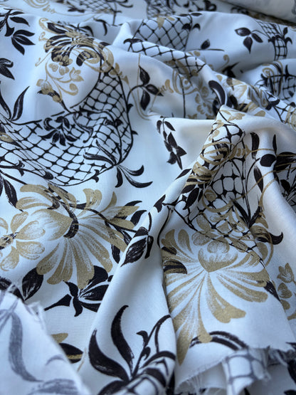 BILLY 005 viscose print chocolat/gold
