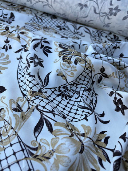 BILLY 005 viscose print chocolat/gold