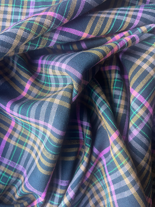 MONTI 004 44018/1B cotton dobby twill check black/pink/green