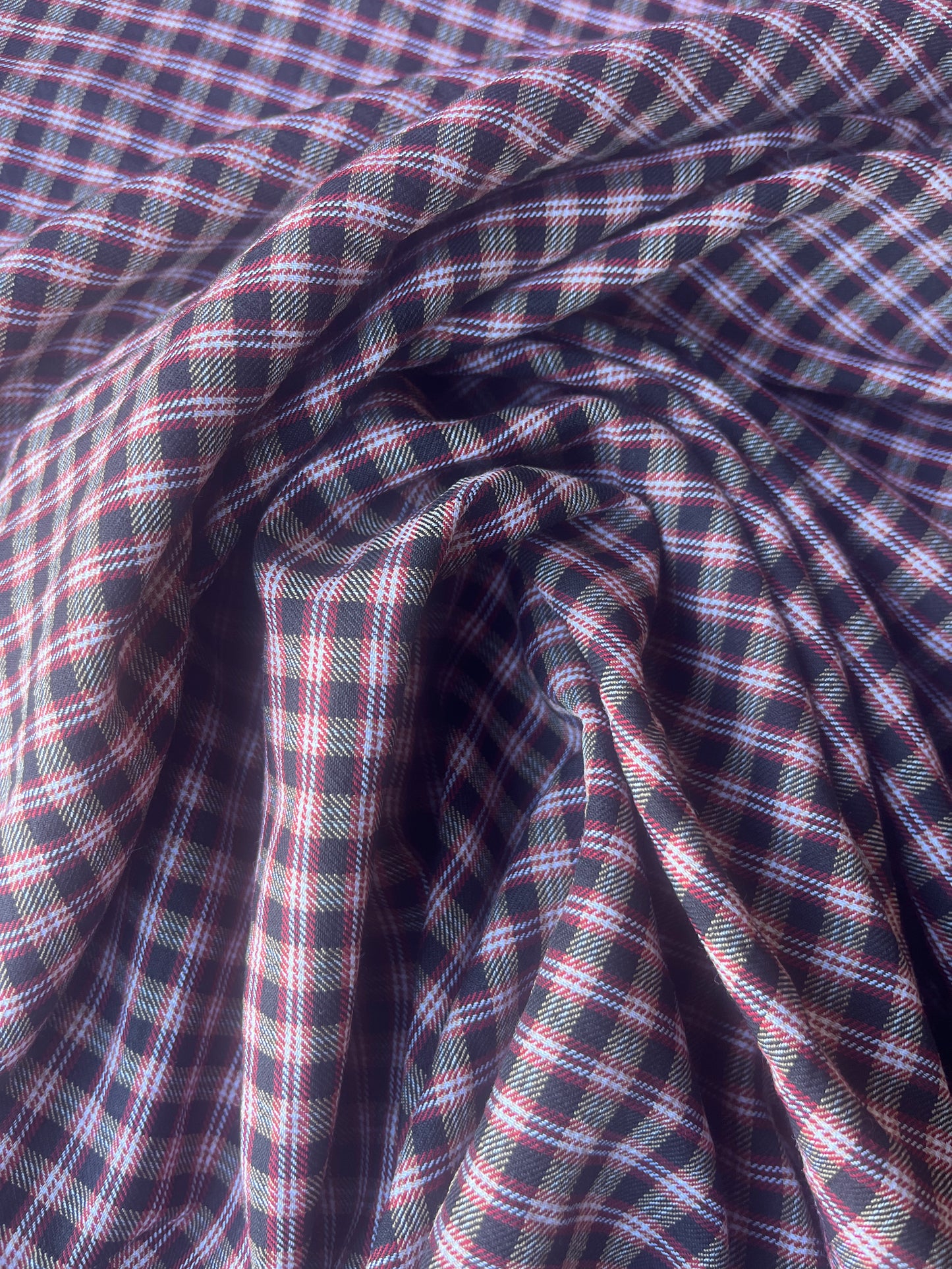 MONTI 005 46695/7 cotton dobby twill check Brown/red/off white