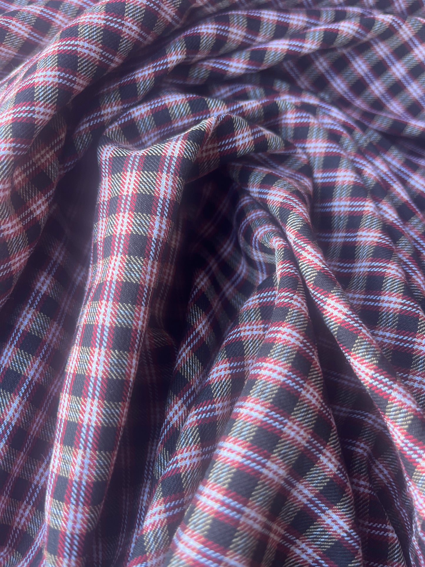 MONTI 005 46695/7 cotton dobby twill check Brown/red/off white