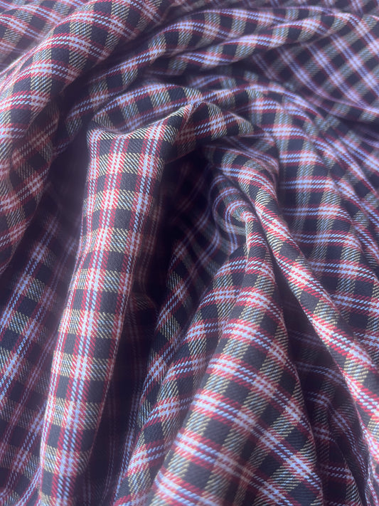MONTI 005 46695/7 cotton dobby twill check Brown/red/off white