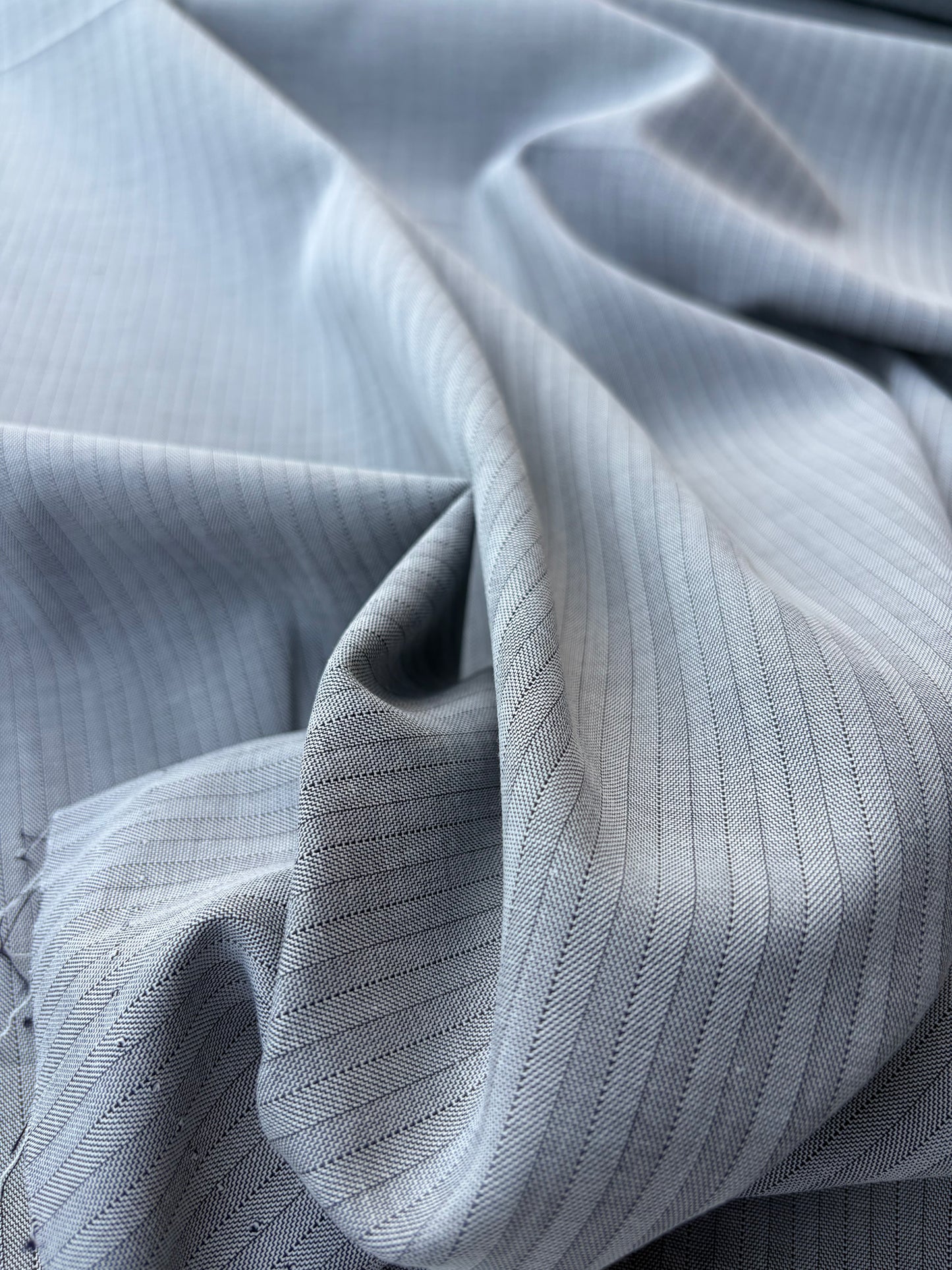 AMI 047 yarn dyed cotton herringbone stripes grey