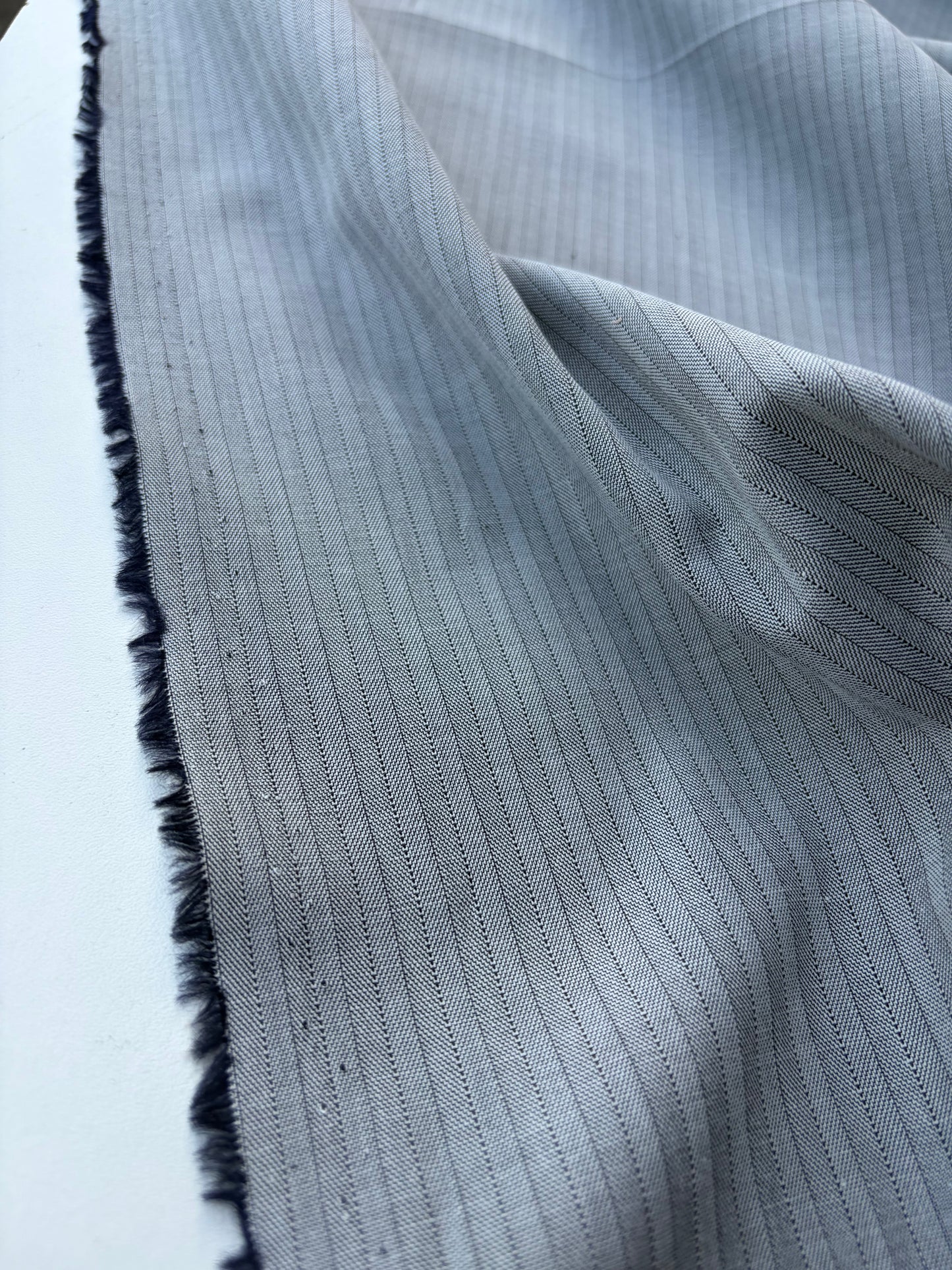 AMI 047 yarn dyed cotton herringbone stripes grey