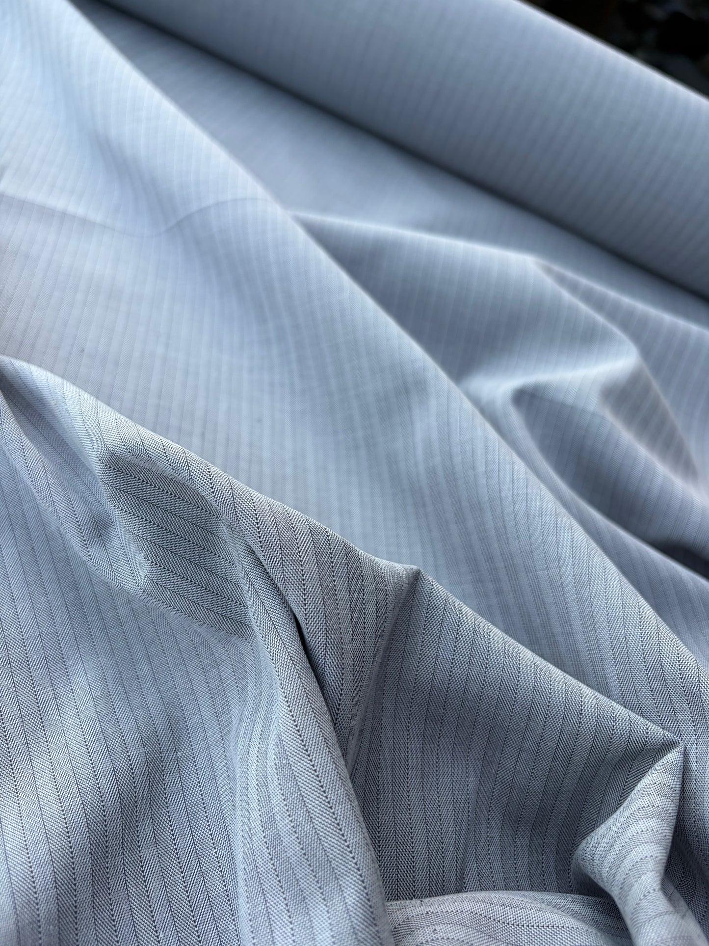 AMI 047 yarn dyed cotton herringbone stripes grey