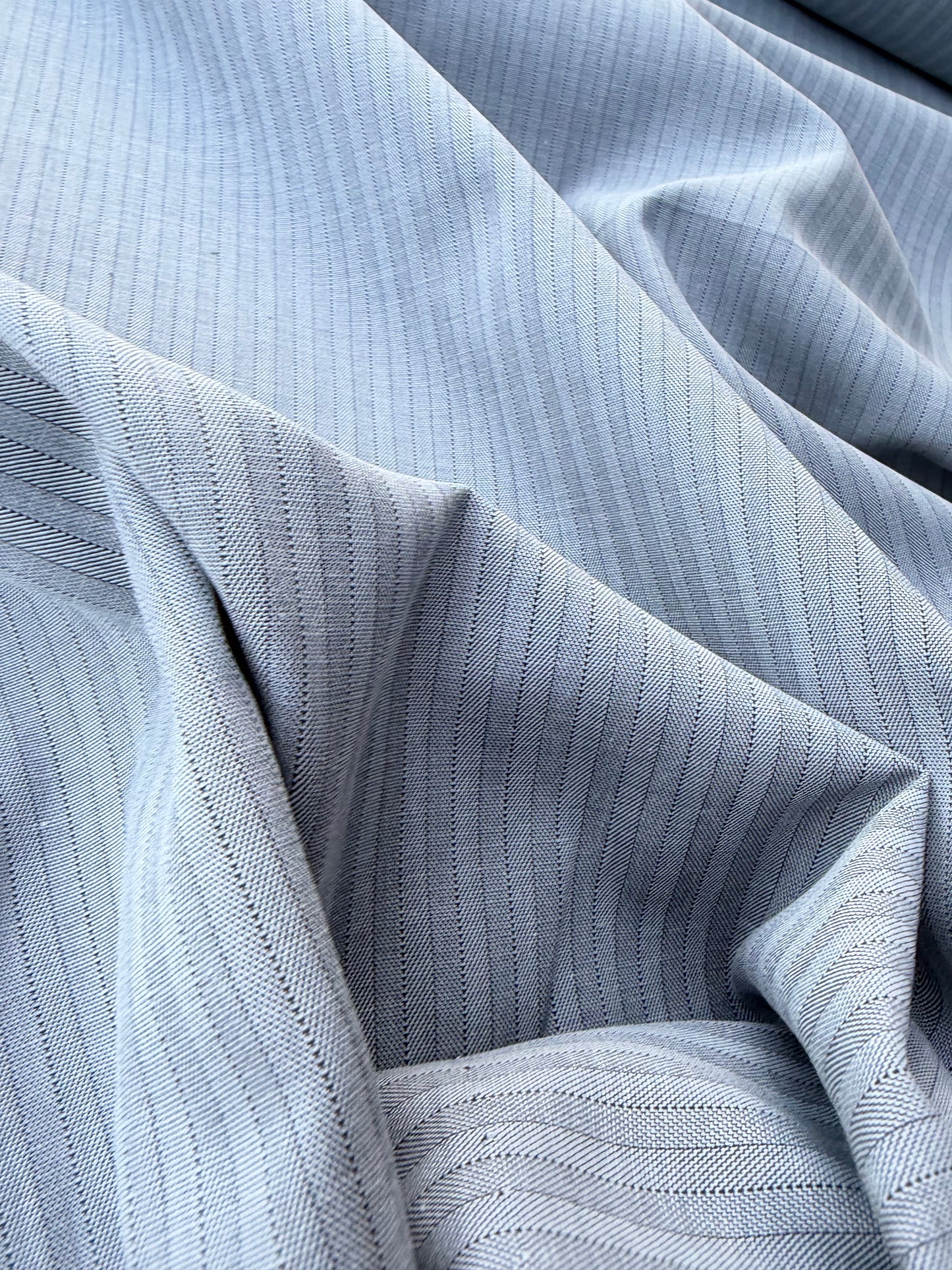 AMI 047 yarn dyed cotton herringbone stripes grey