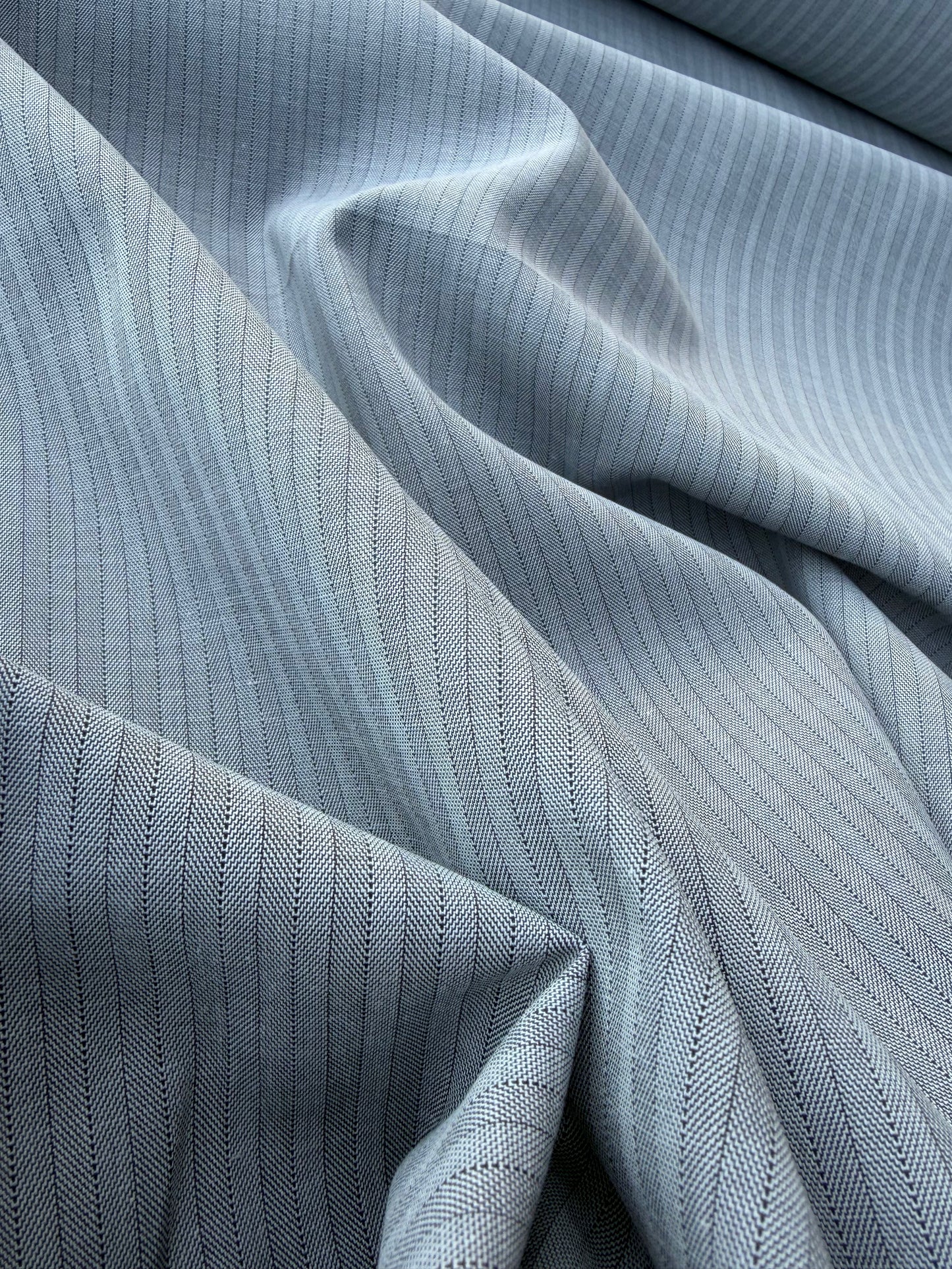AMI 047 yarn dyed cotton herringbone stripes grey