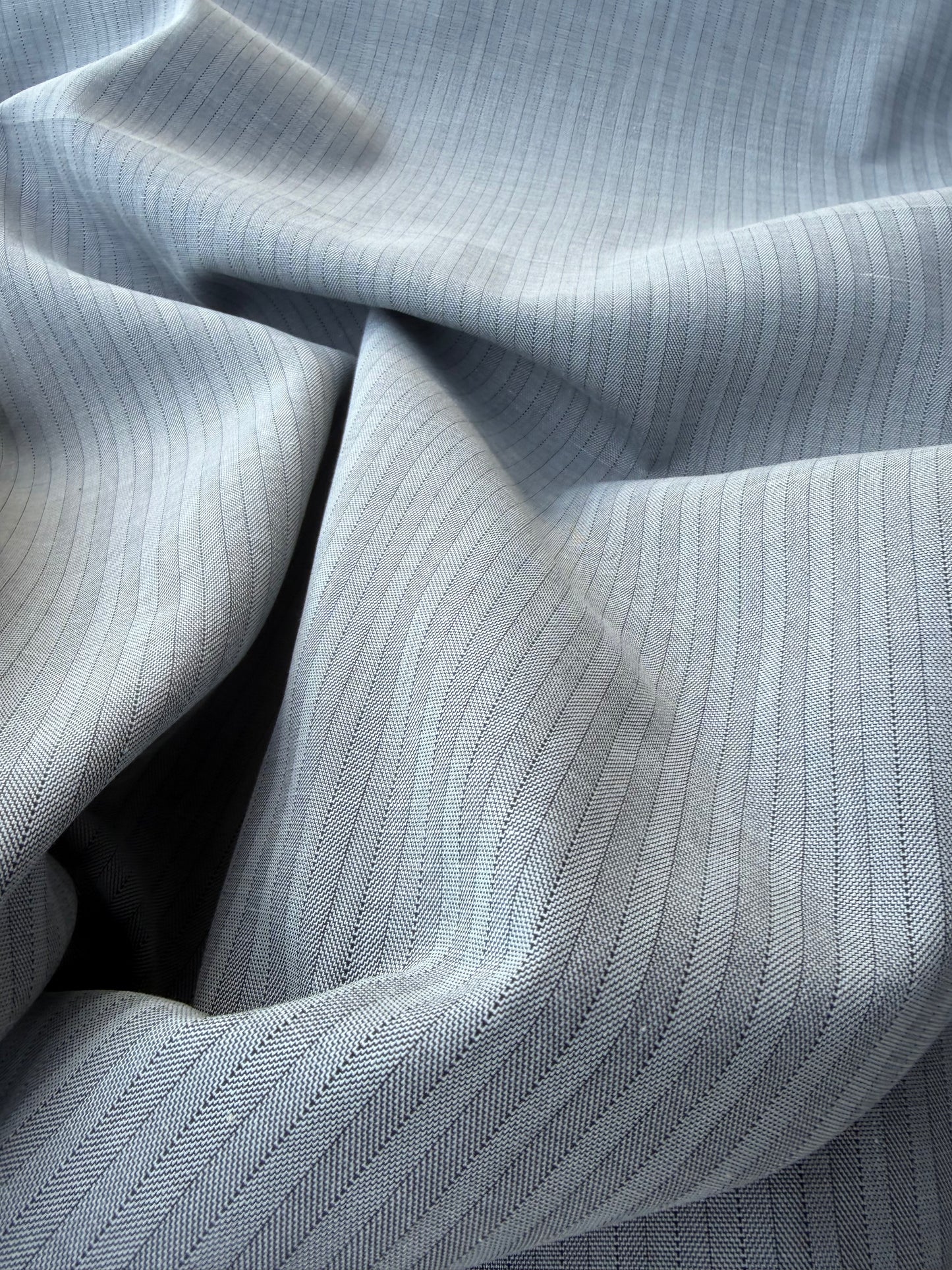 AMI 047 yarn dyed cotton herringbone stripes grey