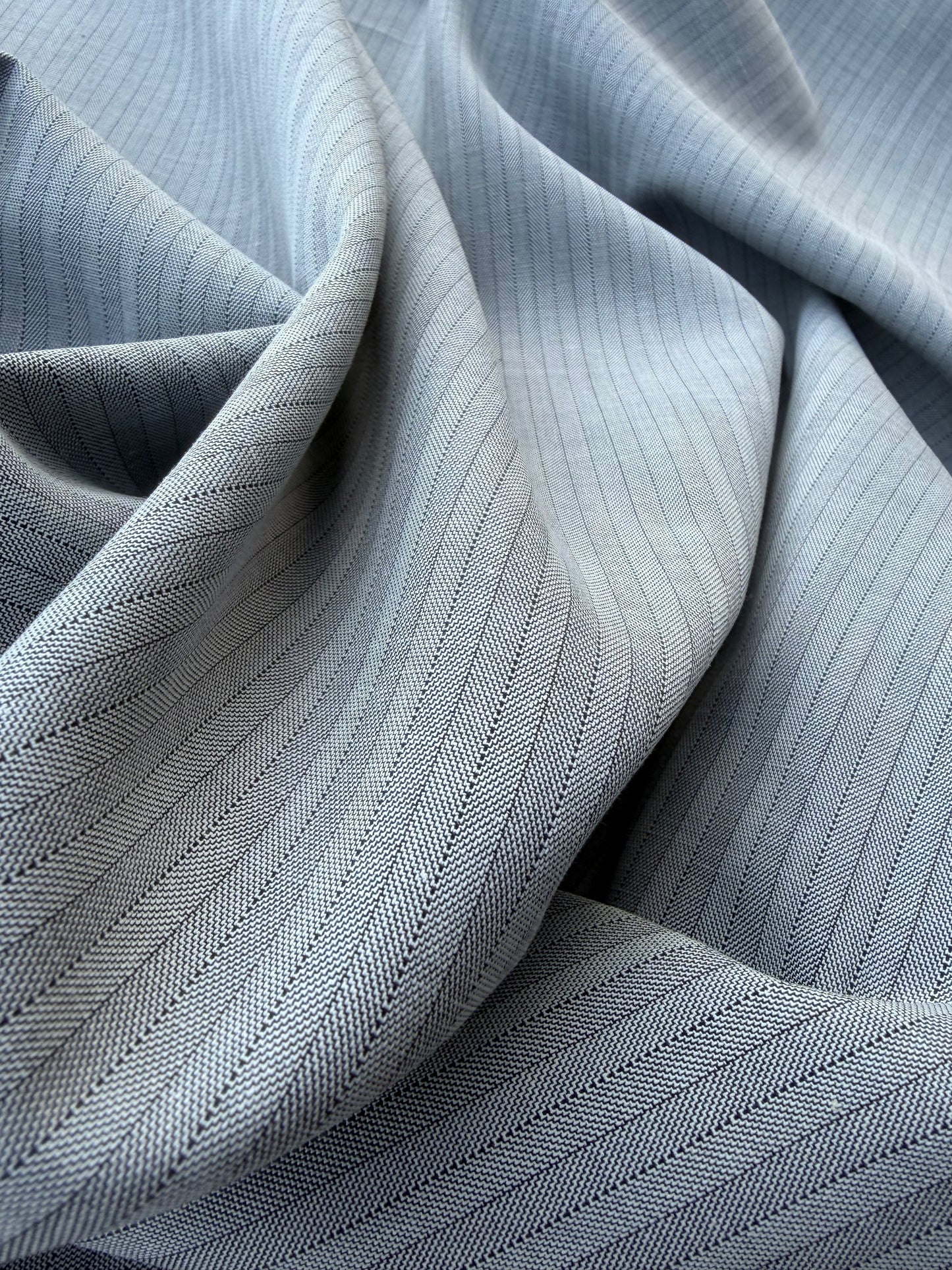 AMI 047 yarn dyed cotton herringbone stripes grey