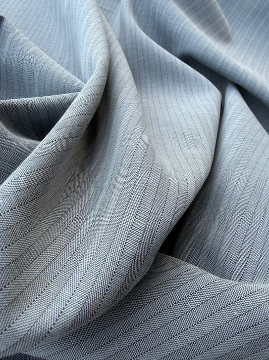 AMI 047 yarn dyed cotton herringbone stripes grey