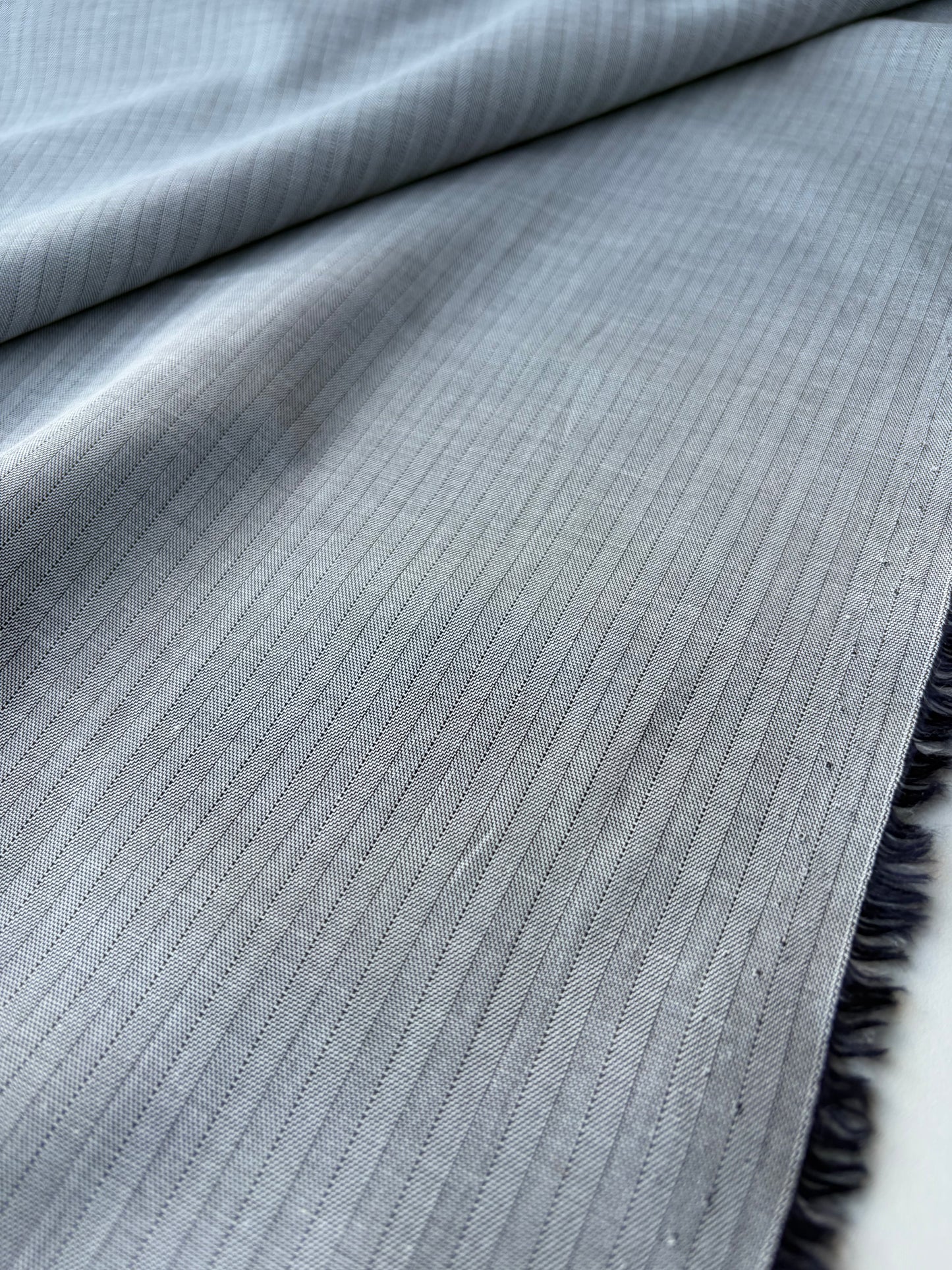 AMI 047 yarn dyed cotton herringbone stripes grey