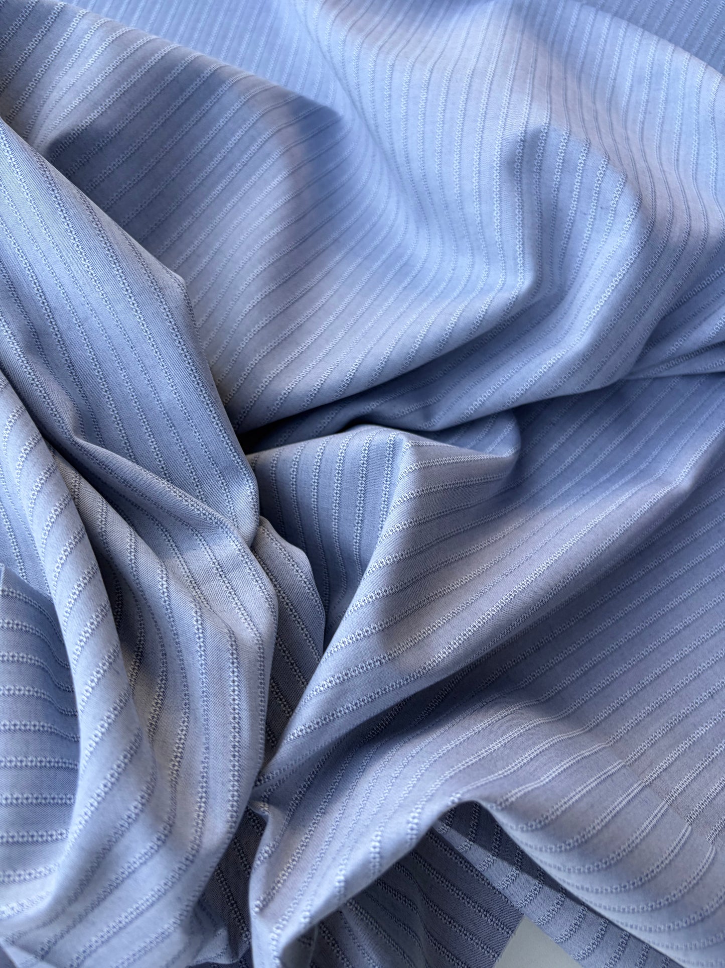 AMI 048 yarn dyed cotton stripes light blue