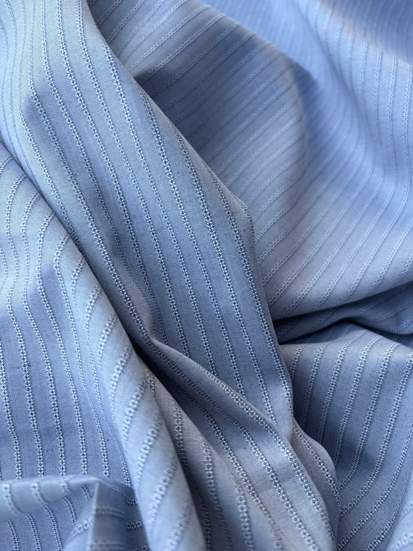 AMI 048 yarn dyed cotton stripes light blue
