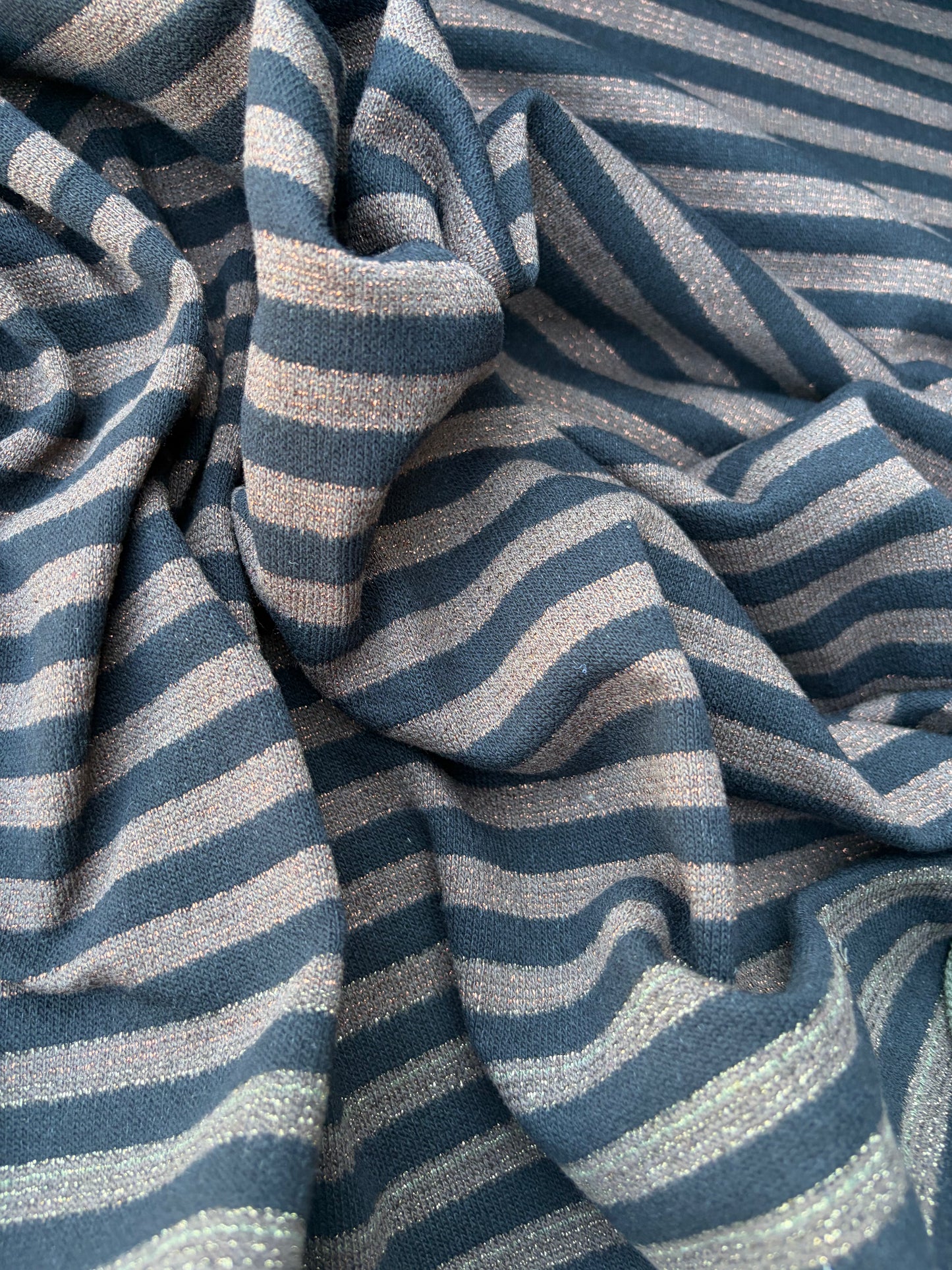 BILLY 009 Black/brown striped French Terry with lurex