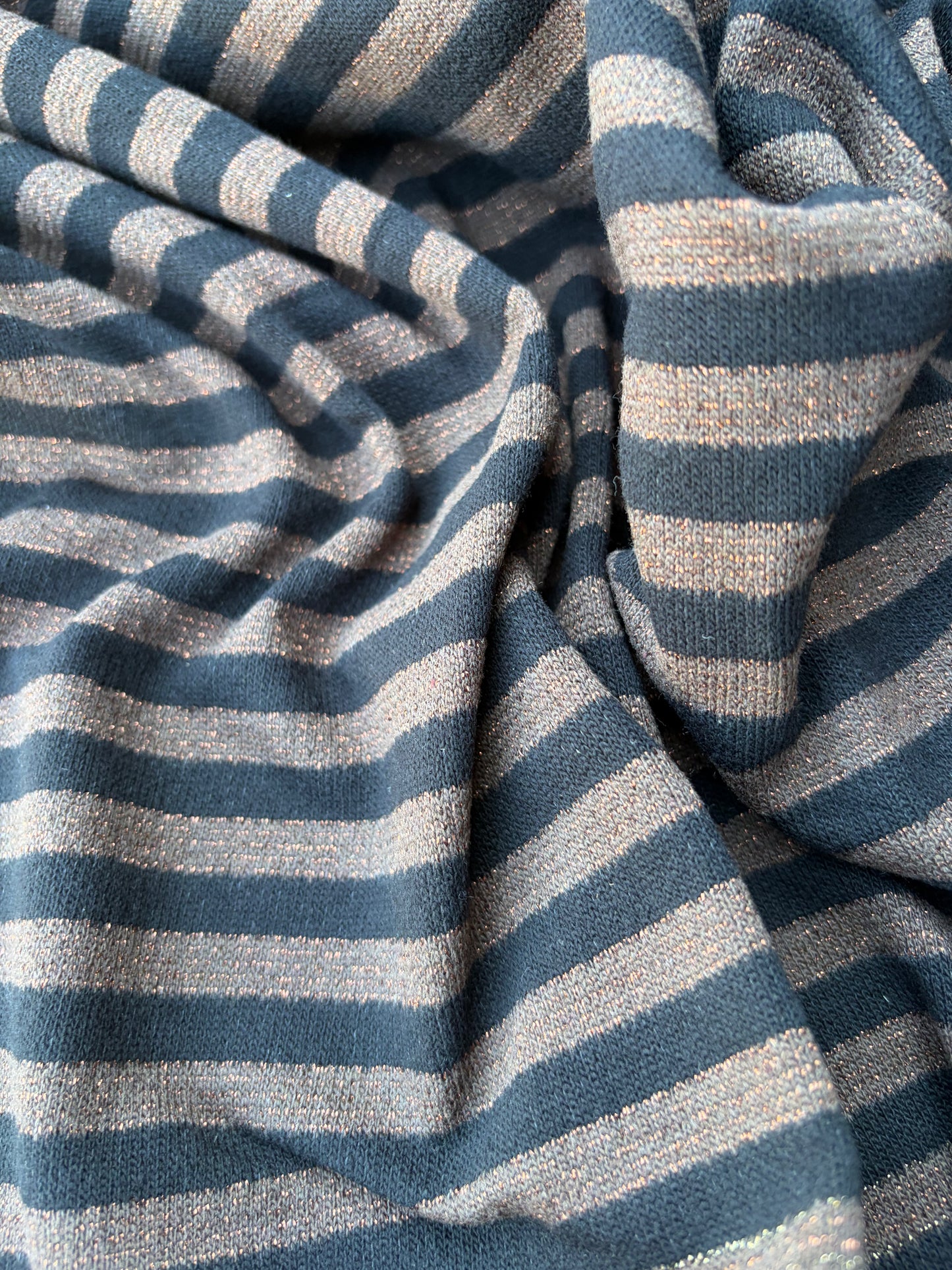 BILLY 009 Black/brown striped French Terry with lurex