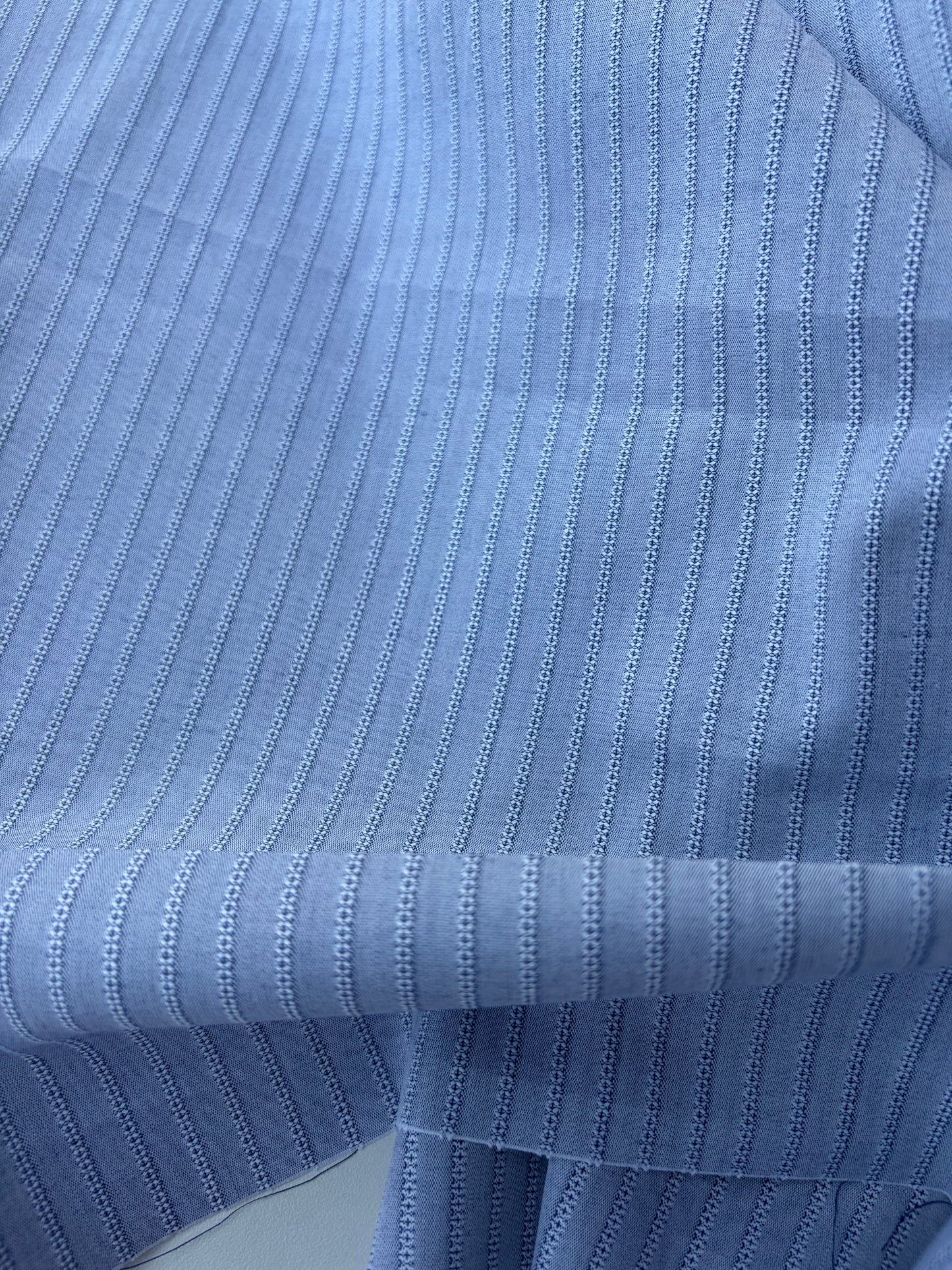 AMI 048 yarn dyed cotton stripes light blue