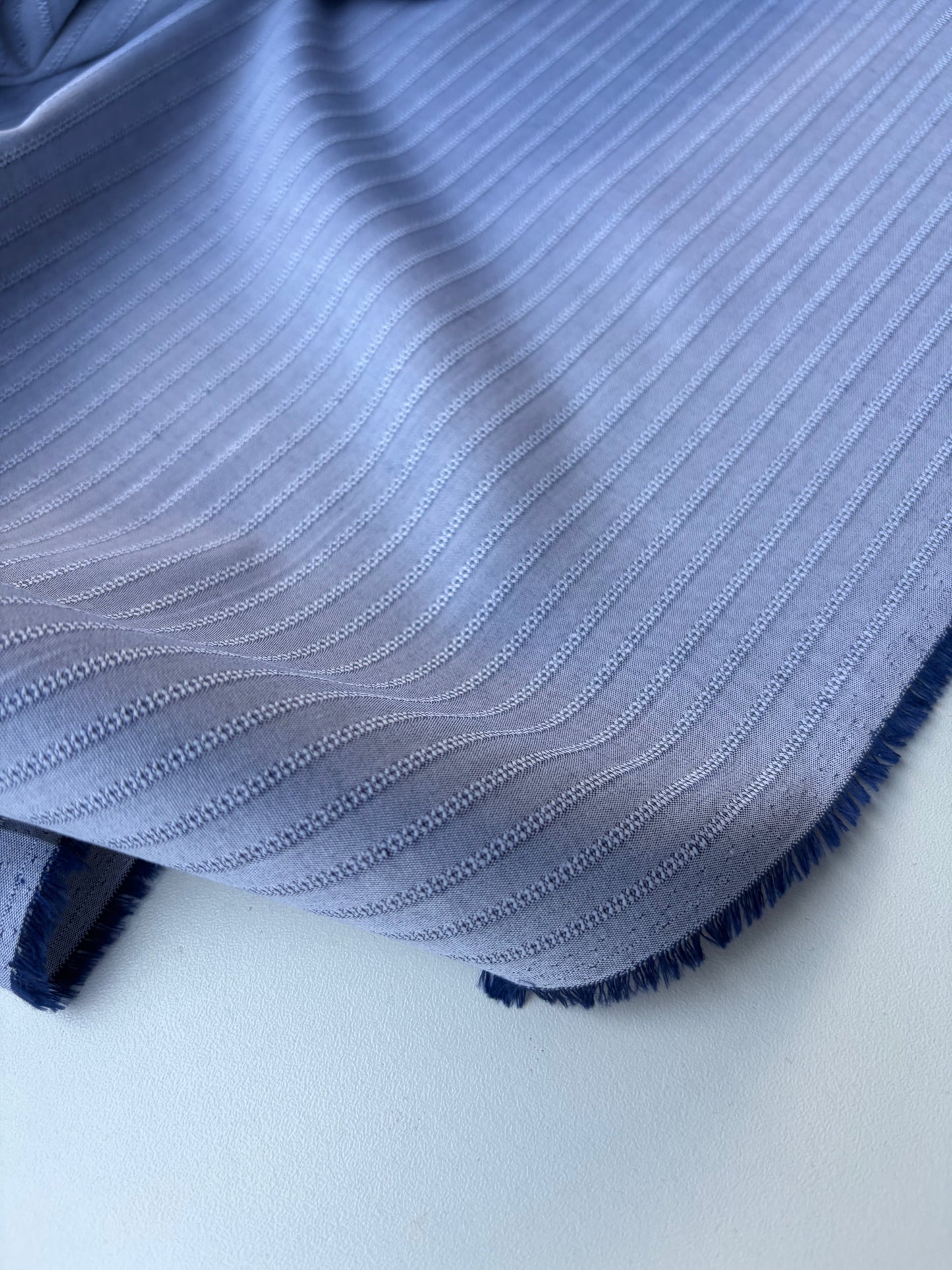 AMI 048 yarn dyed cotton stripes light blue