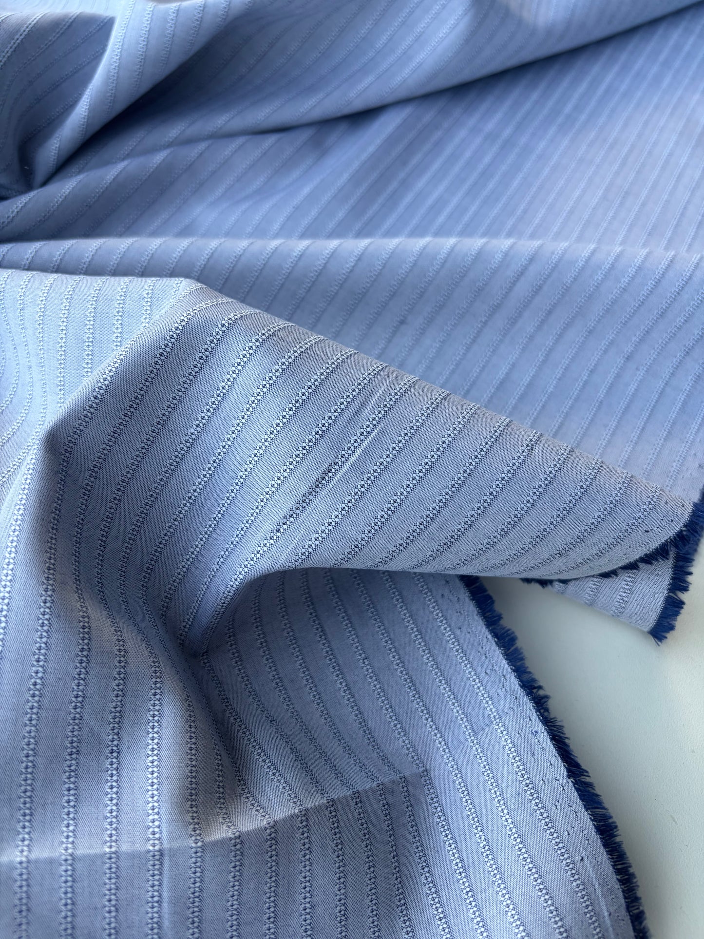 AMI 048 yarn dyed cotton stripes light blue
