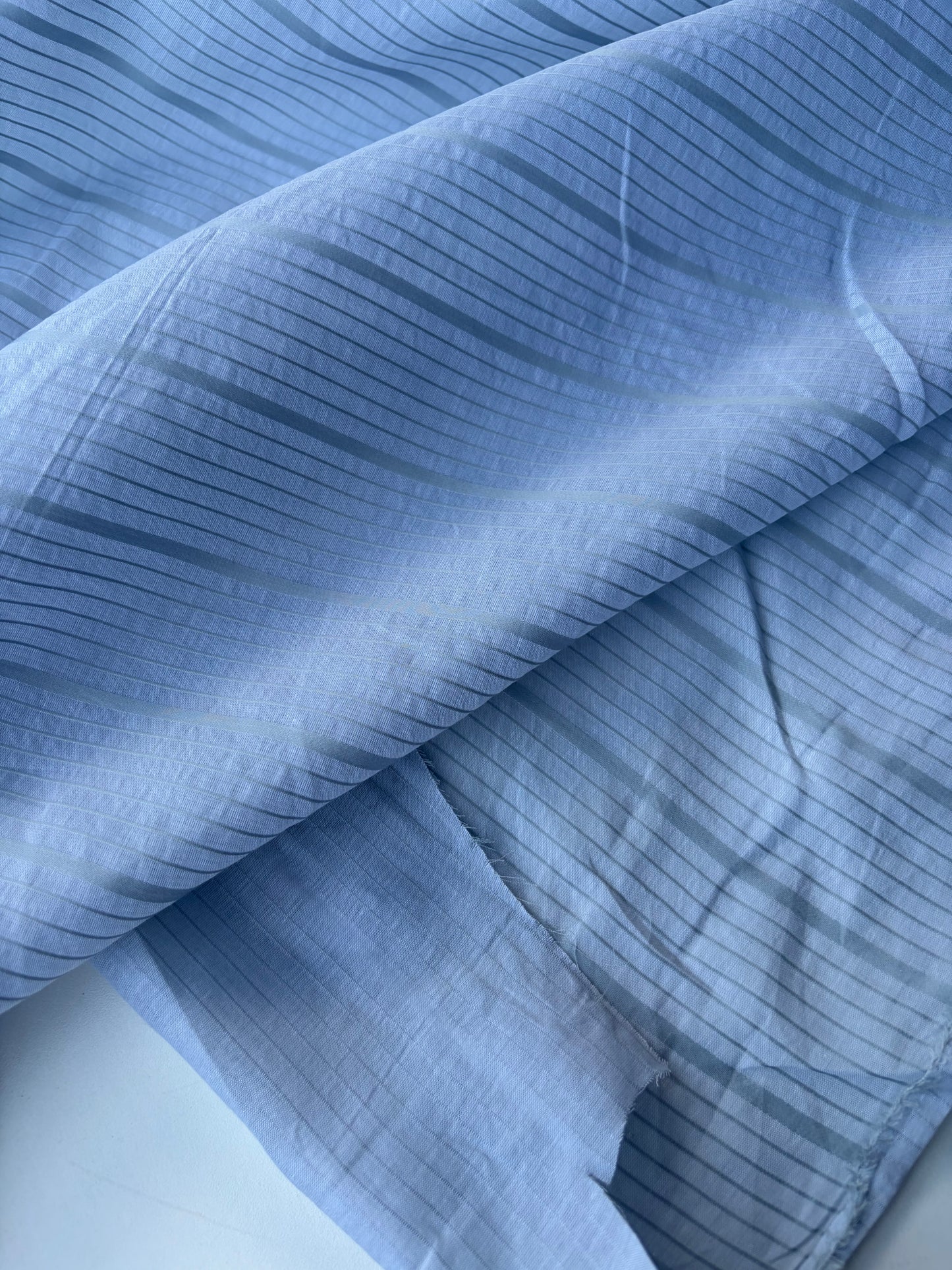 AMI 049 yarn dyed cotton voile stripes light blue
