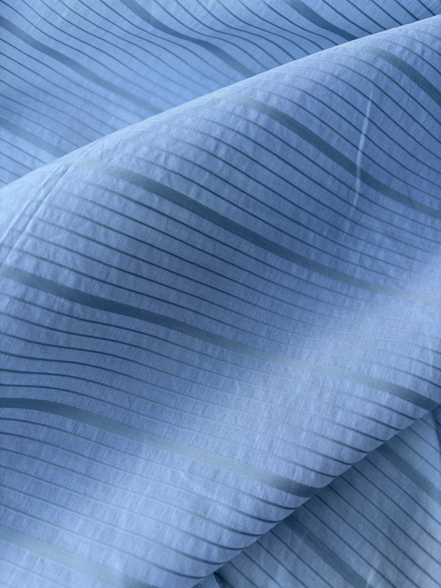 AMI 049 yarn dyed cotton voile stripes light blue