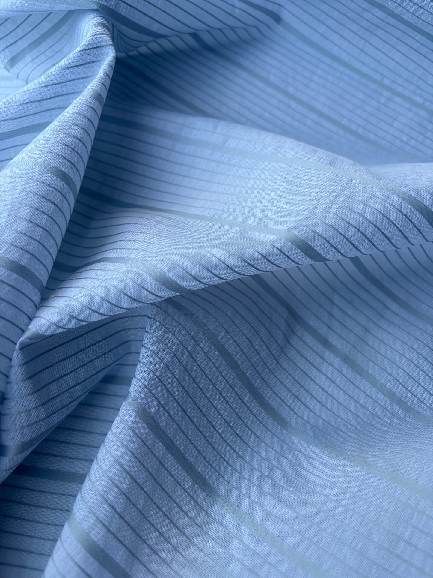 AMI 049 yarn dyed cotton voile stripes light blue