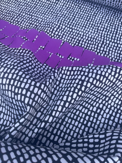 BONOTTO 022 jacquard black white with purple repeat