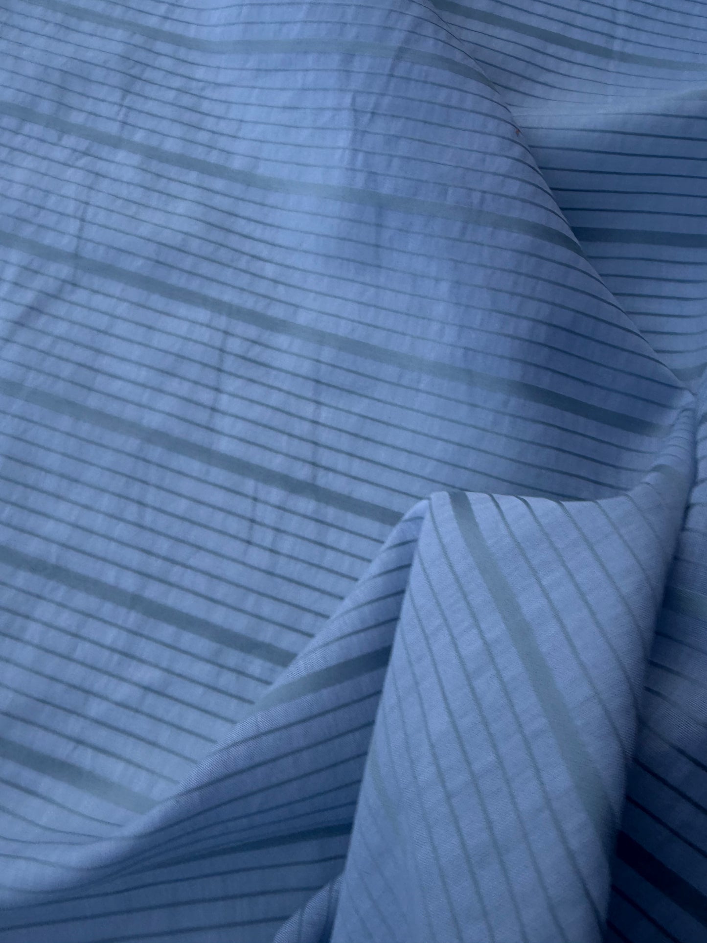AMI 049 yarn dyed cotton voile stripes light blue