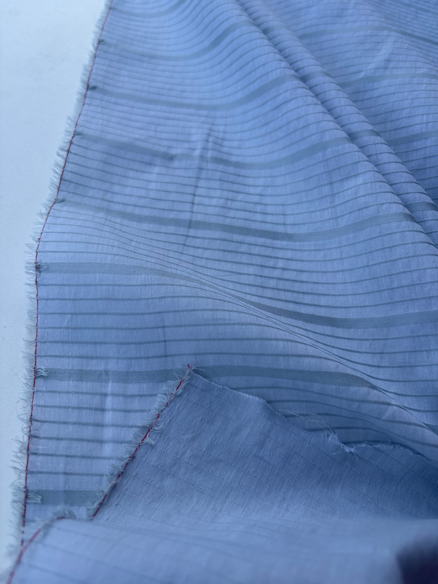AMI 049 yarn dyed cotton voile stripes light blue