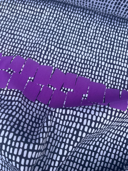 BONOTTO 022 jacquard black white with purple repeat