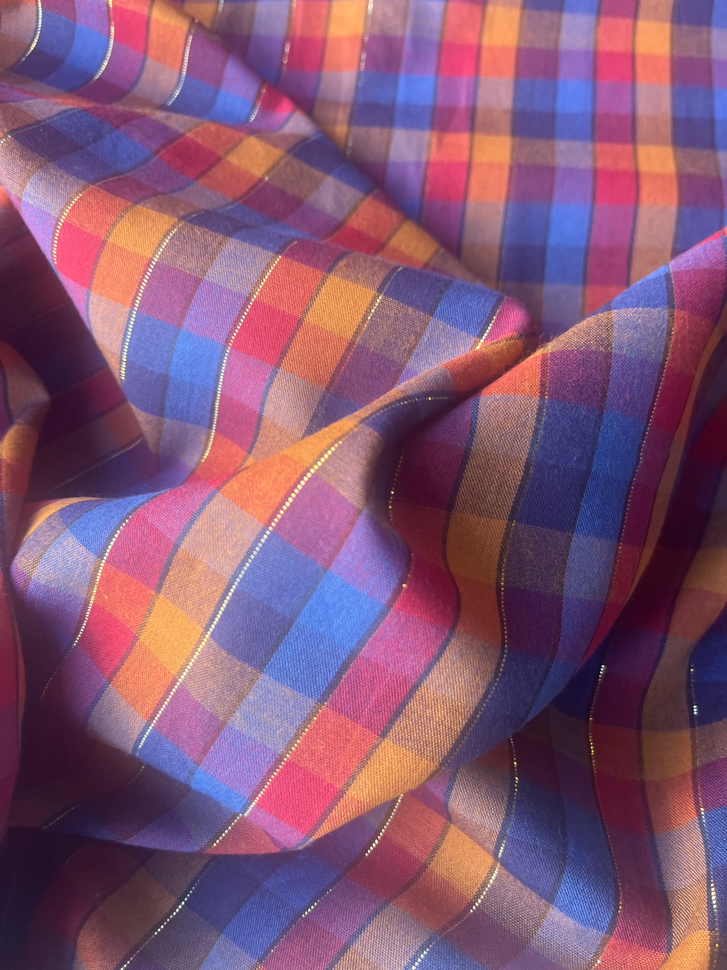 MONTI 013 45424/1 cotton check with lurex red/blue/orange