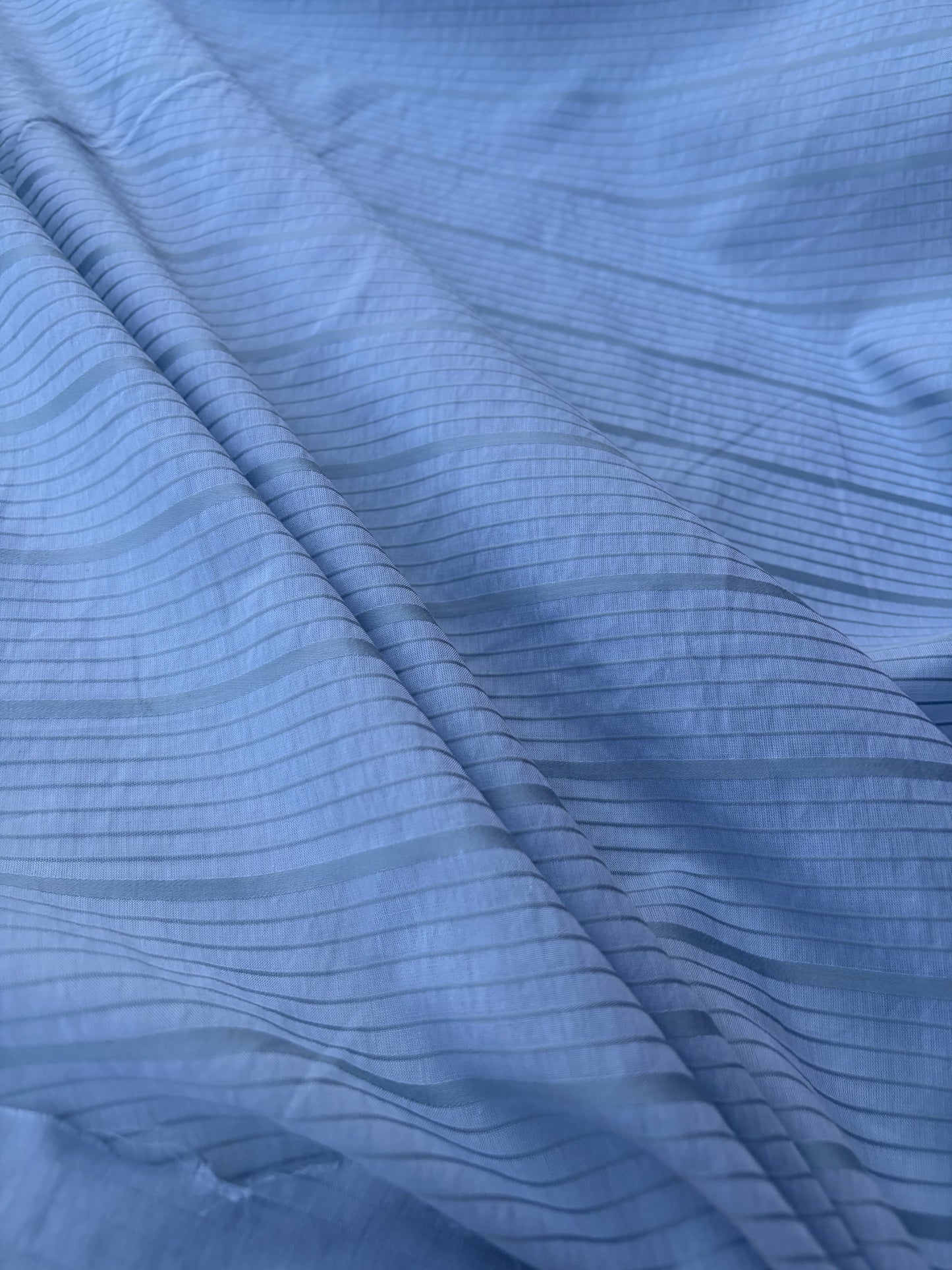 AMI 049 yarn dyed cotton voile stripes light blue