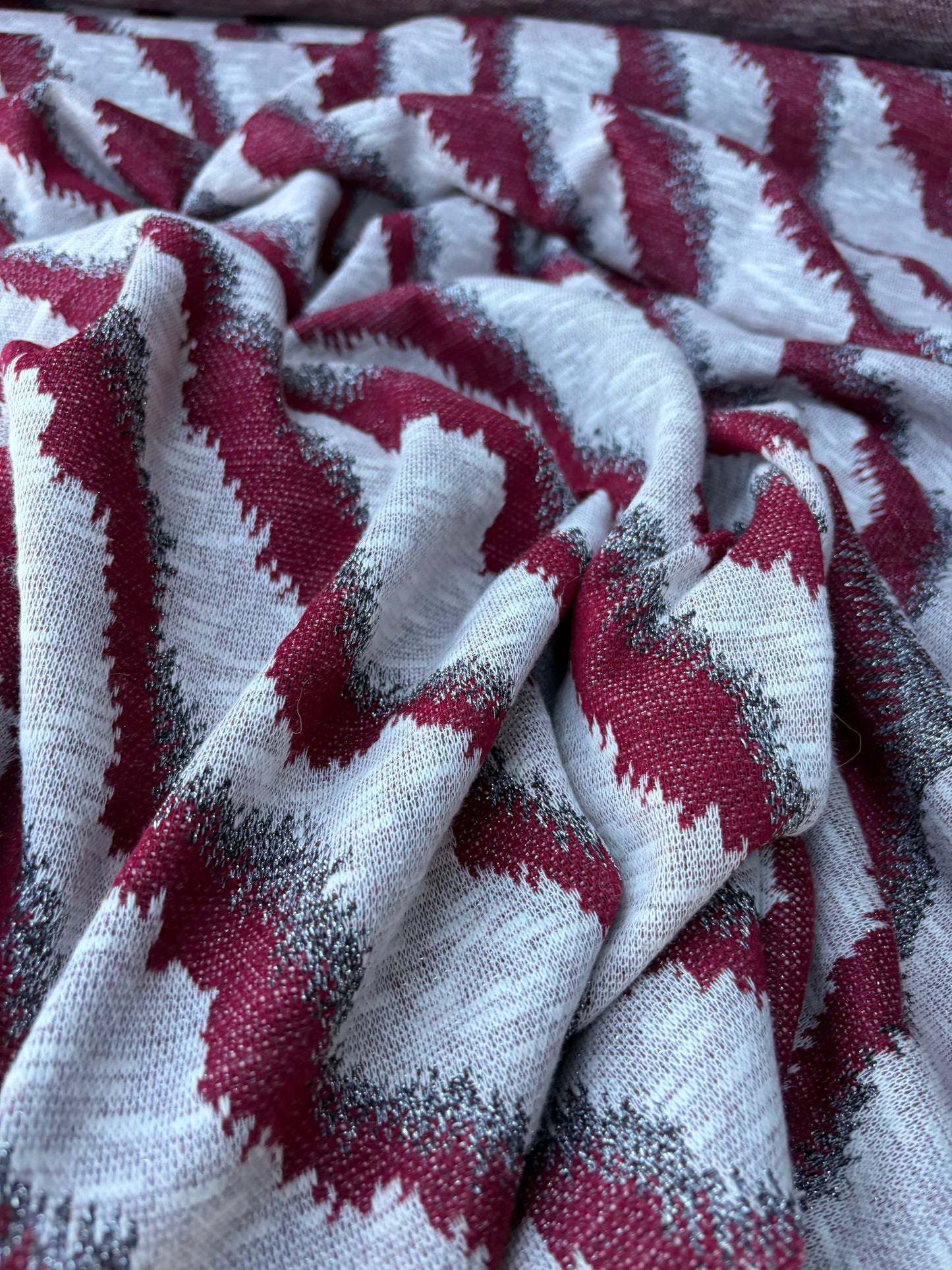 BILLY 012 burgundy/silver  cotton jersey jacquard