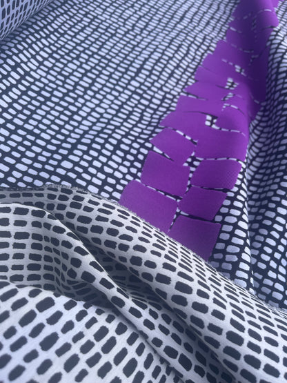 BONOTTO 022 jacquard black white with purple repeat